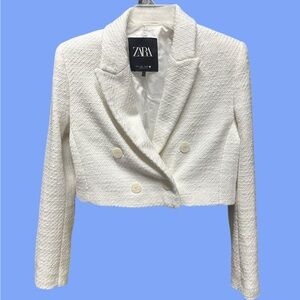 ZARA CROPPED TEXTURED BLAZER